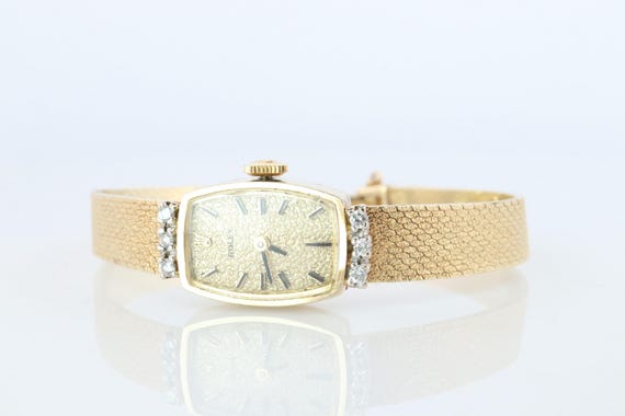 Genuine Rolex Diamond Watch. 14k Yg Ladies Rolex Mechanical Windup Watch.