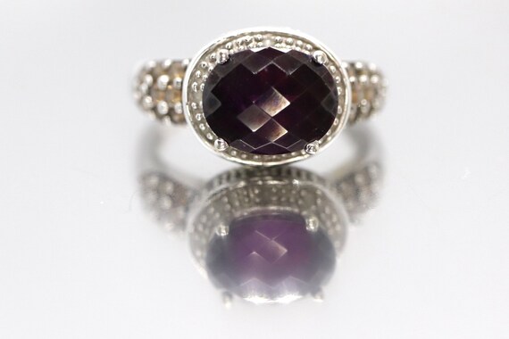 14k Large Faceted Garnet solitaire ring with cham… - image 7