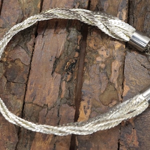 Vintage HEAVY Sterling Silver 925 Braided Herringbone Chain Bracelet 10mm y 22in 13.9g st(10/06)