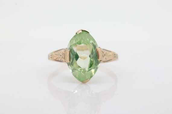 10k LIME Green Spinel ring. Vintage Retro Large O… - image 1