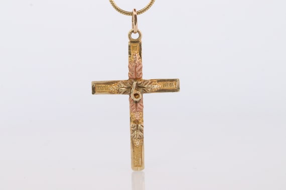 Black Hills Gold Cross Necklace. 10k multi tone B… - image 1