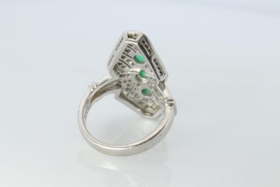 Emerald Shield Ring. Platinum Shield Ring Emerald… - image 7