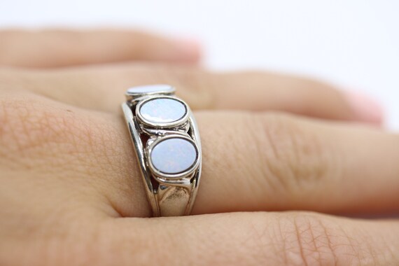 Synthetic Opal Sterling Silver Statement Ring - image 9
