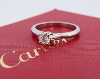 Cartier Platinum Diamond Solitaire ring.  PT950 Genuine Cartier Diamond Engagement Ring. Cartier 1895 Diamond Solitaire.