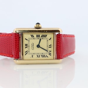 Vintage Must De Cartier Tank 1613 Watch. Vermeil Argent 925 Small Tank