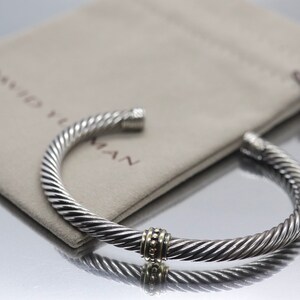 Preowned David Yurman Cuff Bracelet. 14k Sterling Silver Single station cable bracelet (157)