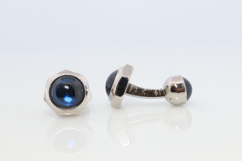 Cartier Santos Cufflinks Sterling Silver 925 Sapphire Cabochon Cartier Cufflinks
