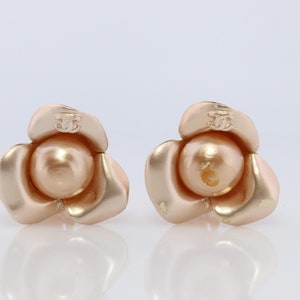 Chanel Earrings. Genuine Chanel Enamel Camelia Flower Bloom Clip on Earrings.