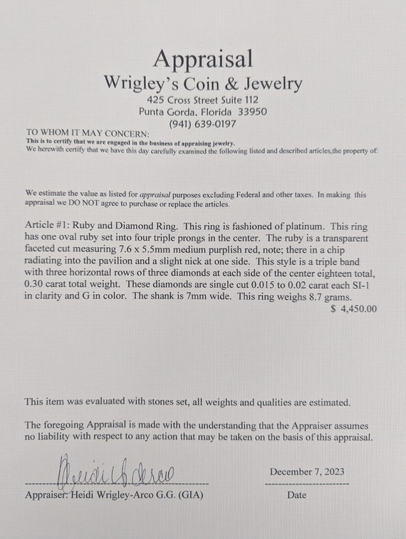 Natural Ruby Diamond Ring. PLATINUM Ruby Solitair… - image 10