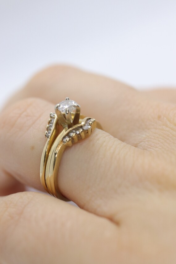 Diamond Solitaire Ring with Jacket. 14k Diamond E… - image 4