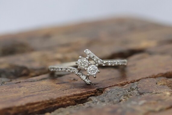 Ever Us Diamond Bypass Ring. 14k White Gold With Diamond Accents