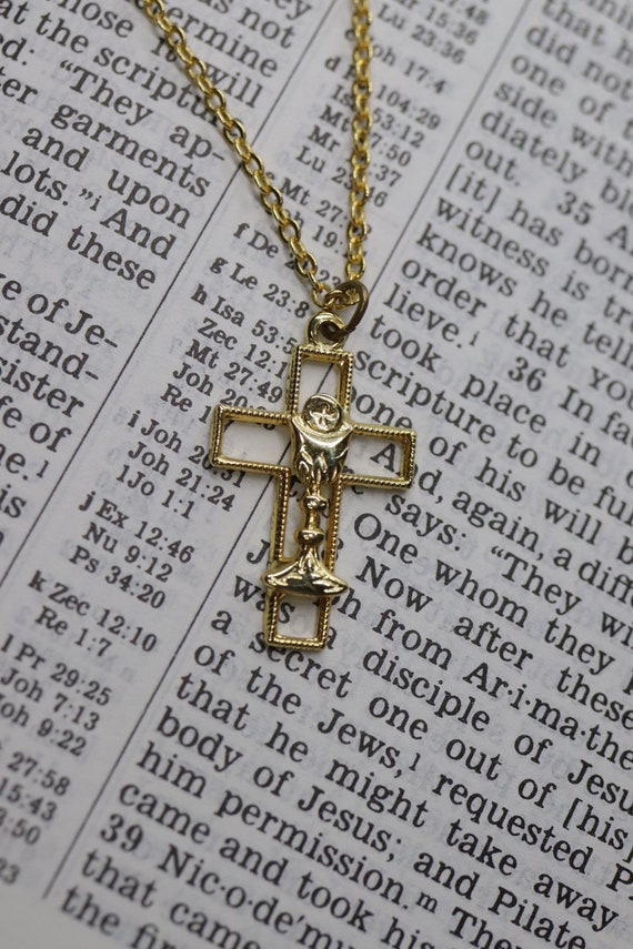 Sterling Silver and 24k Gold plated Cross and Chal