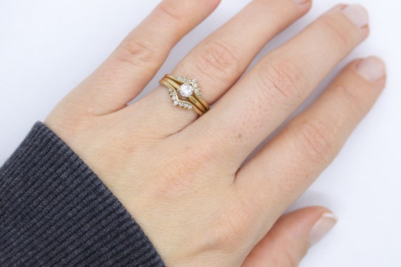 Diamond Solitaire Ring with Jacket. 14k Diamond E… - image 6