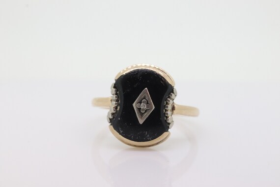 Onyx Diamond Ring. Onyx Concave Diamond Ring. Ony… - image 1