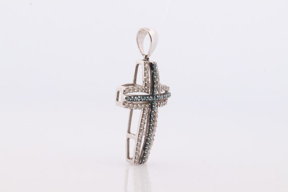 10k Gold Cross Crucifix with Diamonds. 10k Blue D… - image 3