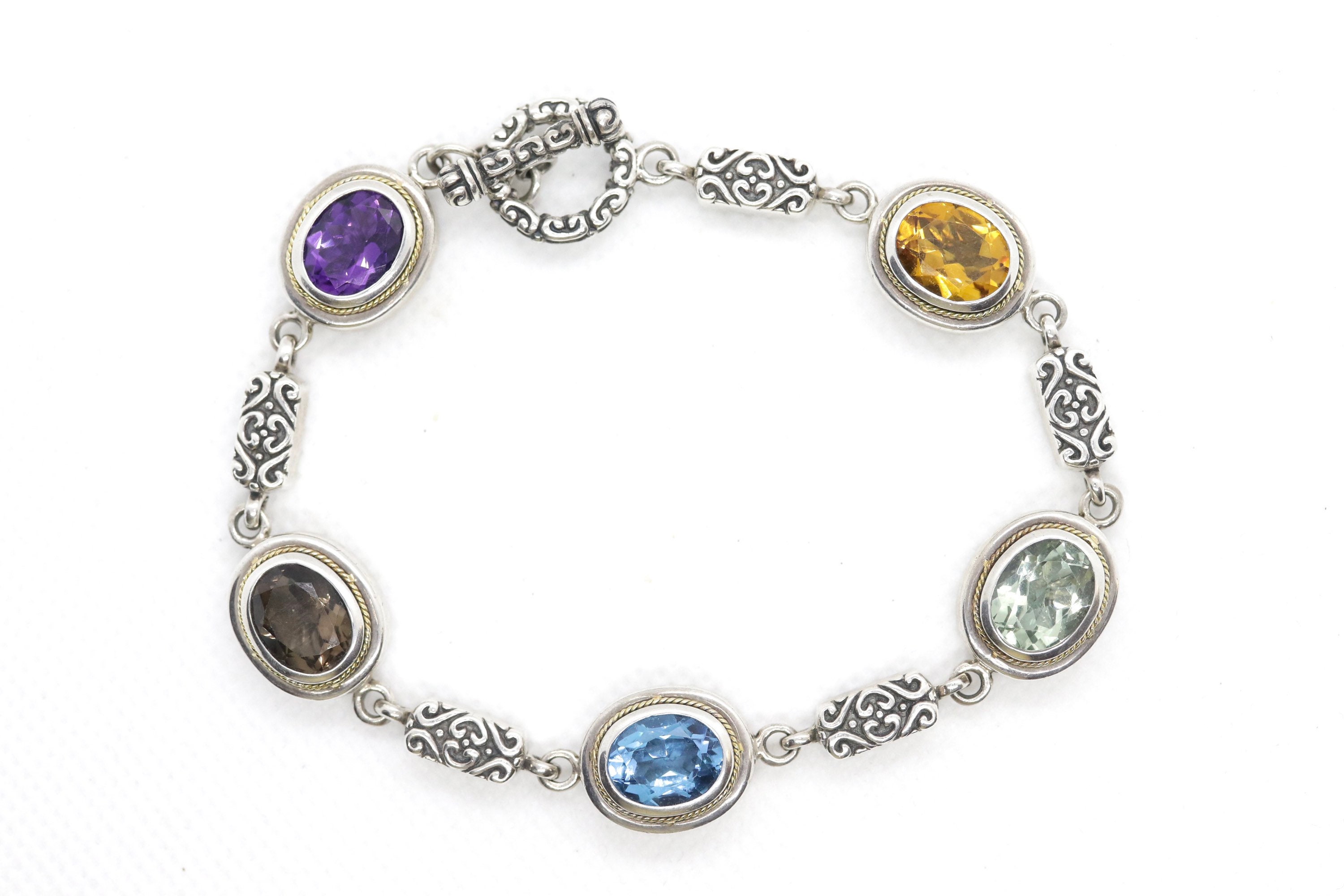 EFFY BH Bracelet. 18k Sterling Silver Multi-gemstone Byzantine Bracelet.  466 - Etsy