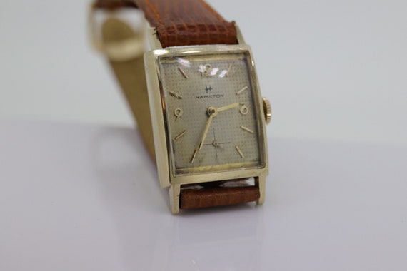 HAMILTON Watch. 14k Yellow Gold Rectangle Hamilto… - image 5