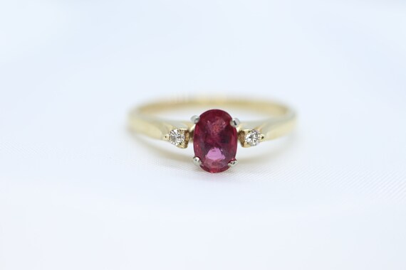 Natural Ruby Diamond Ring. 14k Ruby Solitaire eng… - image 8