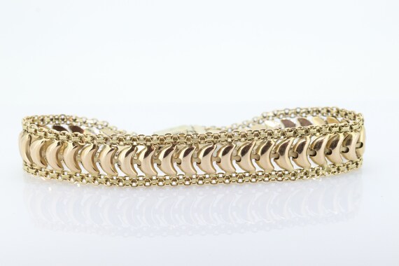 14k Wide Textured Bismark Bracelet. Italian Made … - image 4