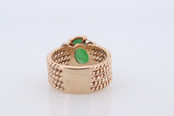 14k Apple Jade Diamond ring. Jade Cabochon Prong … - image 3