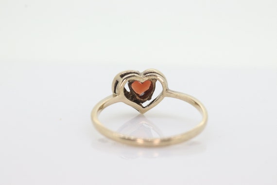 10k Garnet and Diamond Heart ring. Red Heart face… - image 7