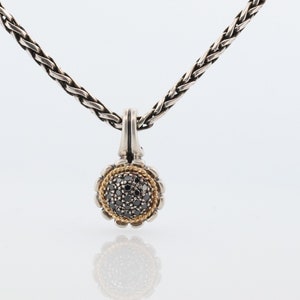 EFFY BH Necklace. 18k Sterling Silver Necklace and Black Diamond Pendant (172)