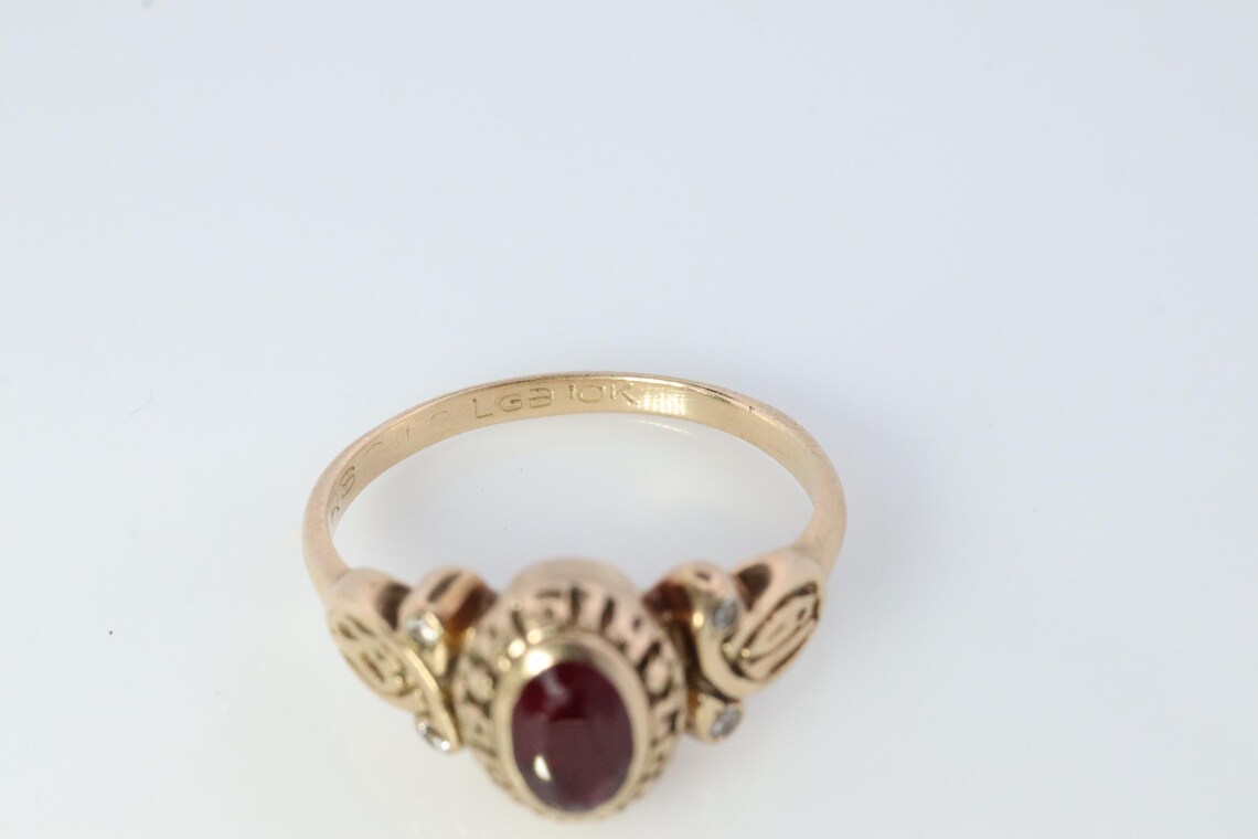 Ruby Graduation Ring 1987 Lockwood High School Class Graduation Ring. 10k Gold With Lc Ruby ...