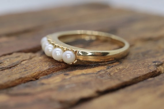 14k Pearl Cluster ring. Straight Pearl Cluster Ba… - image 6