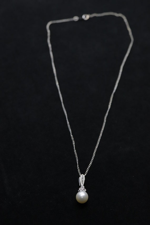 Pearl diamond pendant and necklace. 10k Dangle Pe… - image 3
