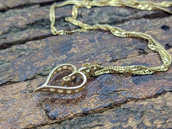 14k Open Heart Gold Diamond  Pendant. Open heart … - image 6