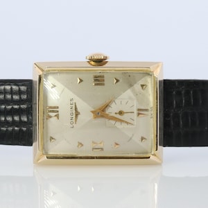 14k Longines Tank Watch. 1960s Longines Mens Wristwatch Manual Windup