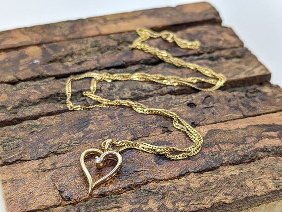 14k Open Heart Gold Diamond  Pendant. Open heart … - image 4