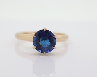 Antique Allsopp Brothers ring. 10k Blue SAPPHIRE victorian prong set. Allsop Bros Sapphire prong set solitaire ring. st(90)
