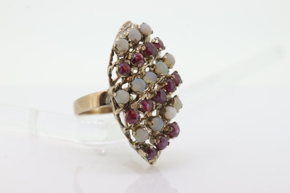 10k Victorian Opal and Garnet Cluster ring. 10k Y… - image 3