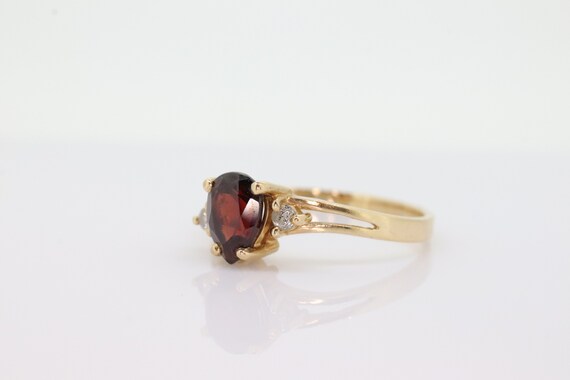 14k Pear Garnet and diamond ring. 14k Pear cut ga… - image 4