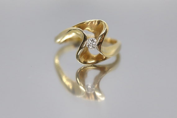 Diamond Tension Ring. 14k Diamond Solitaire Swirl Swivel Ring. - Etsy