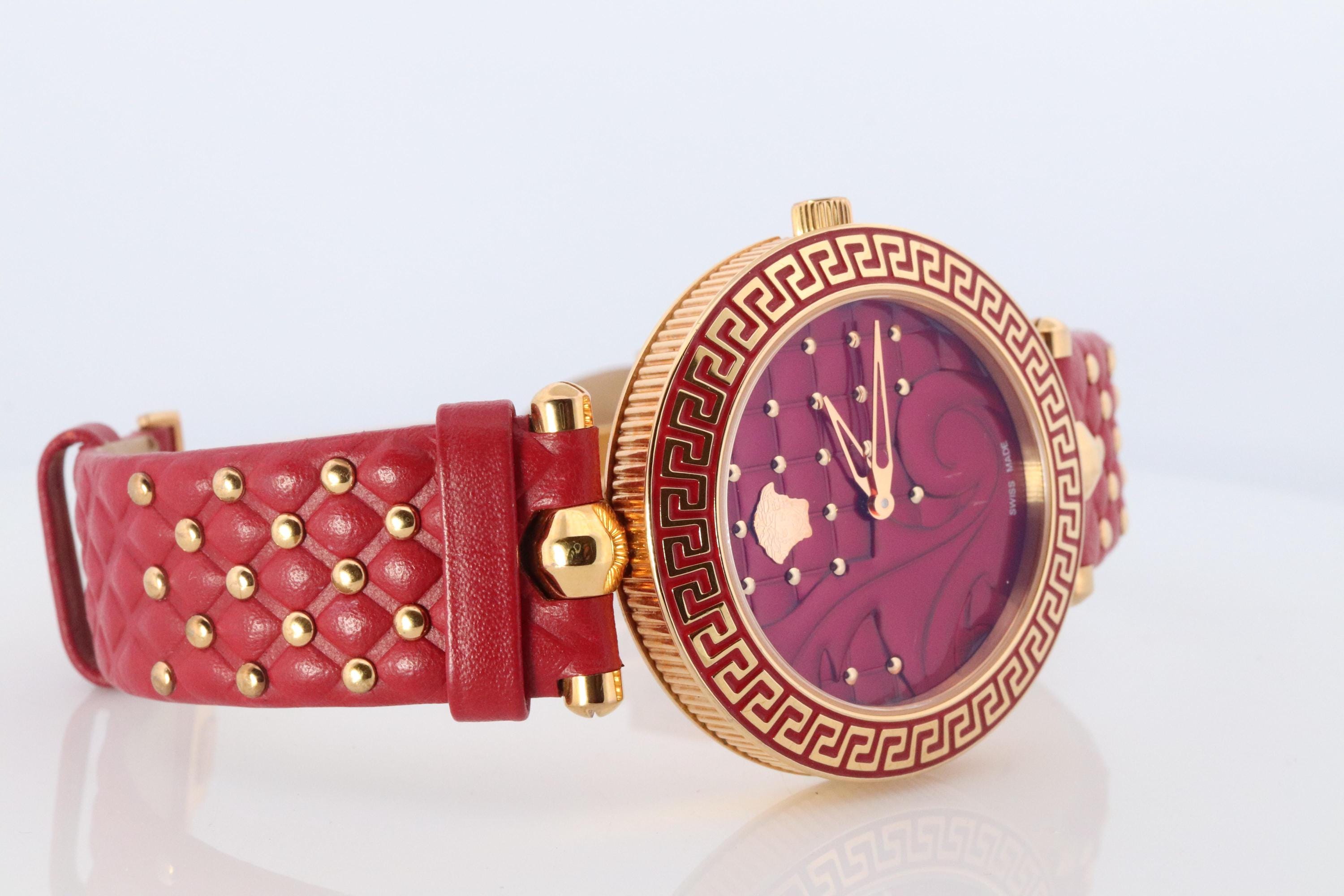 Genuine Versace Watch. Versace Vanitas Xl Red Enamel Dial 