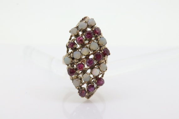 10k Victorian Opal and Garnet Cluster ring. 10k Y… - image 1