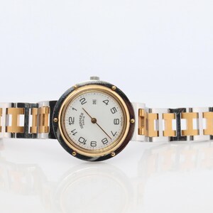 Genuine Hermes Stainless Steel 30mm Round Clipper Quartz Watch White.