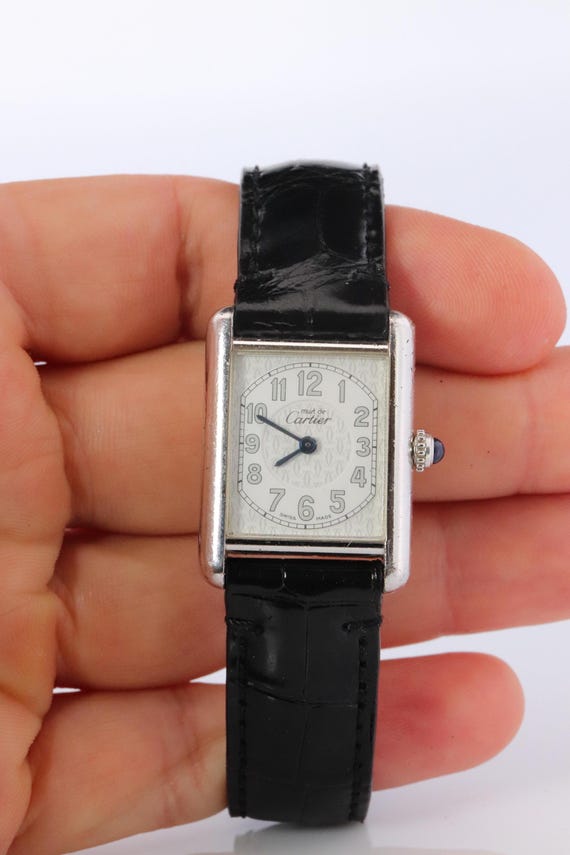 Vintage Must De Cartier Tank Watch. 925 Vermeil Argent 2416 Arabic