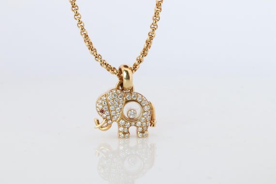 18k Chopard Happy Diamond Elephant Pendant. So Happy Chopard Necklace