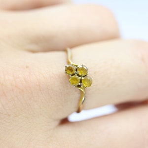 Honey comb citrine ring. 10k Yellow Gold citrine ring. image 3