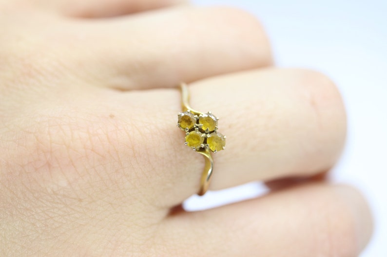 Honey comb citrine ring. 10k Yellow Gold citrine ring. image 3