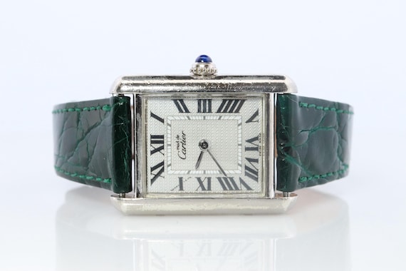 カルティエ Cartier 腕時計 925 Must Vermeil 中古】CARTIER MUST TANK SMALL MODEL VERMEIL BLACK ROMAN DIAL