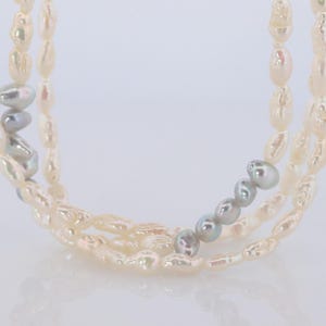 Mikimoto 18k Gold Pearl Necklace. Rice Pearls Multi Strand Necklace.