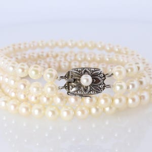 Mikimoto Sterling Silver Pearl Necklace. Mikimoto Double Strand Necklace