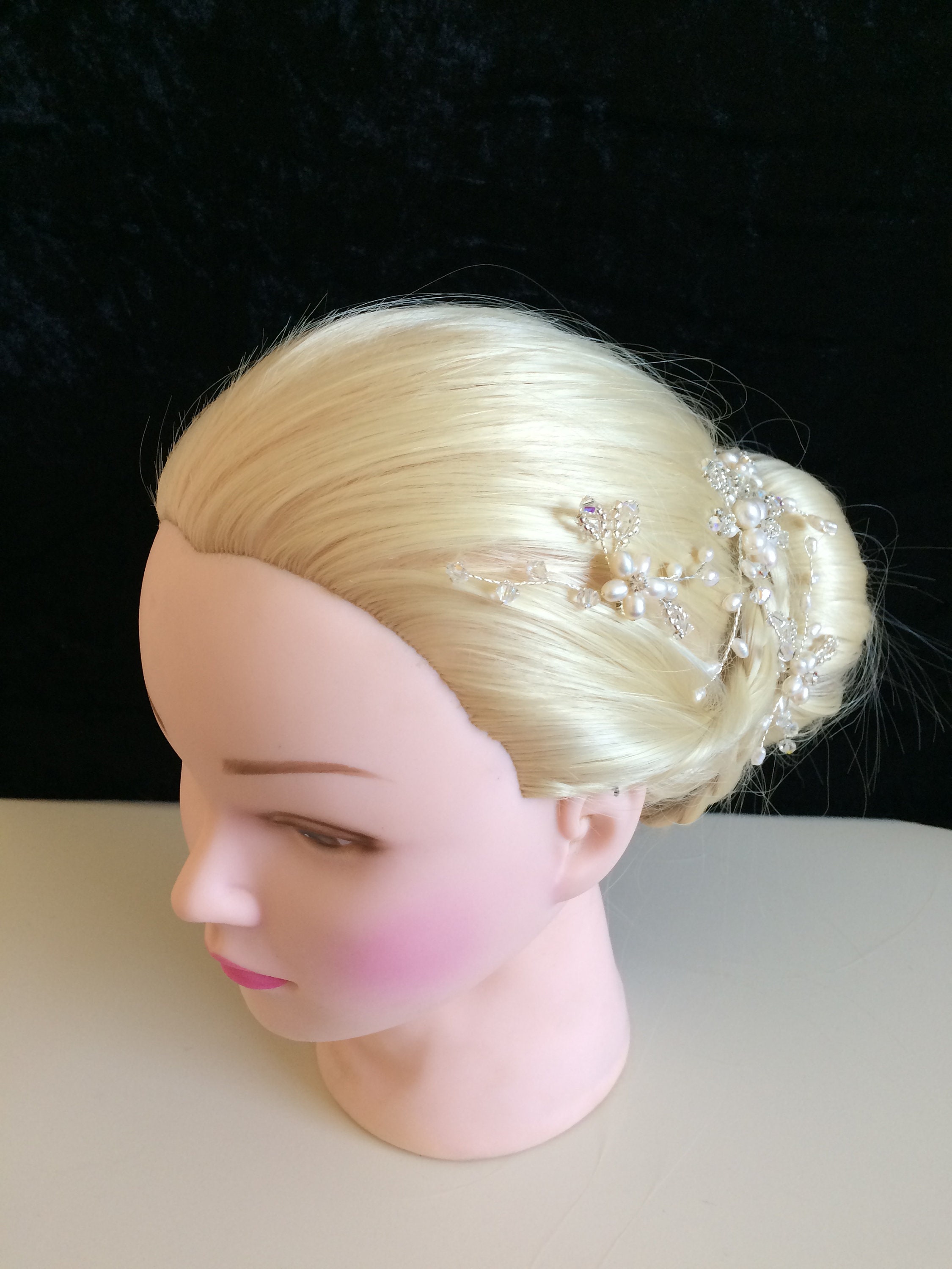 Unique bride flower 5 pins set hair vine back of hair bun Etsy