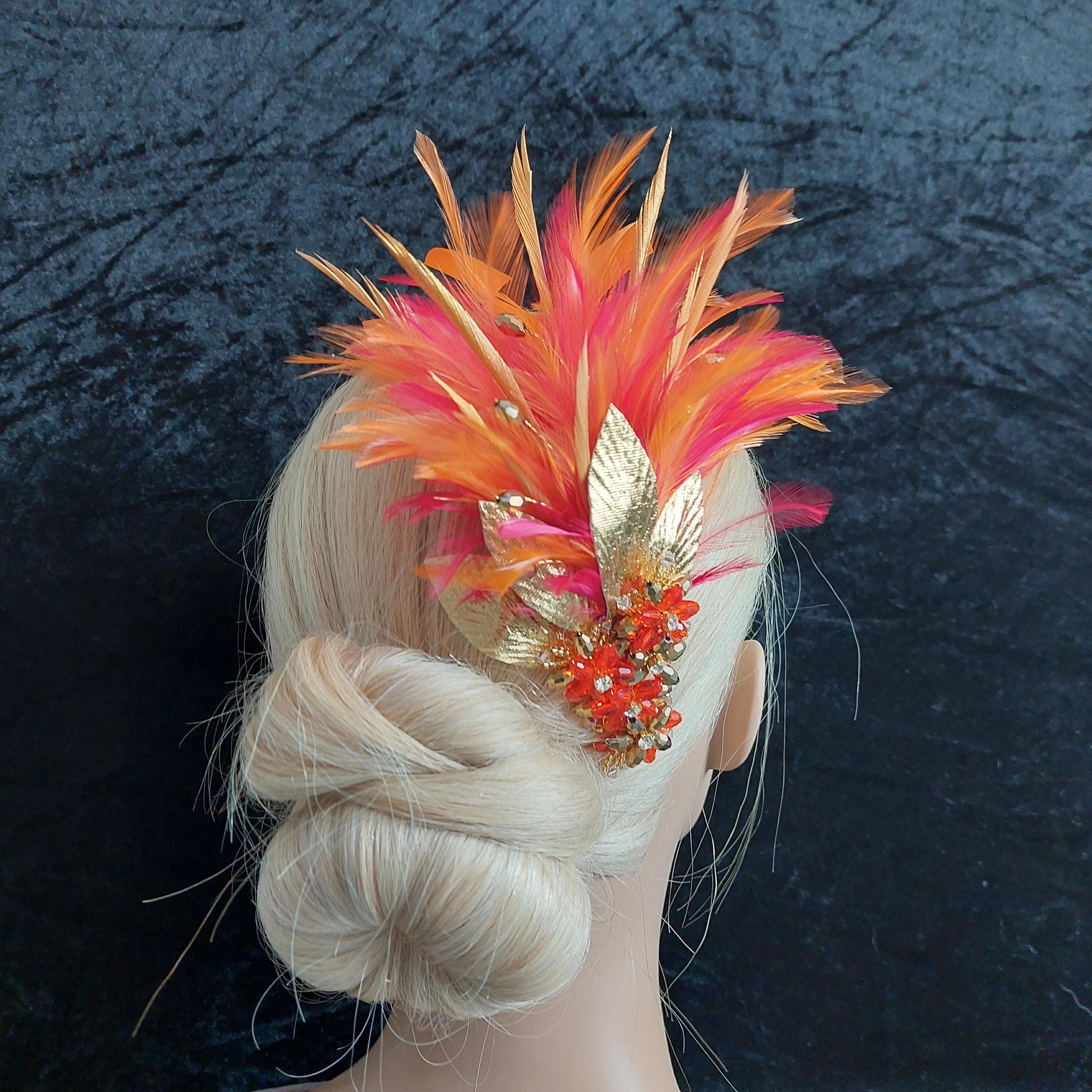 Hot Pink Feather Hair Comb - Etsy