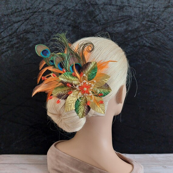 Handmade Headband with feathers & Crystals Amazon.com: Anglacesmade Bridal 1920s Flapper Feather  main image 3