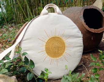 Cotton Natural Frame Drum Bag (Soft Case) with Embroidery